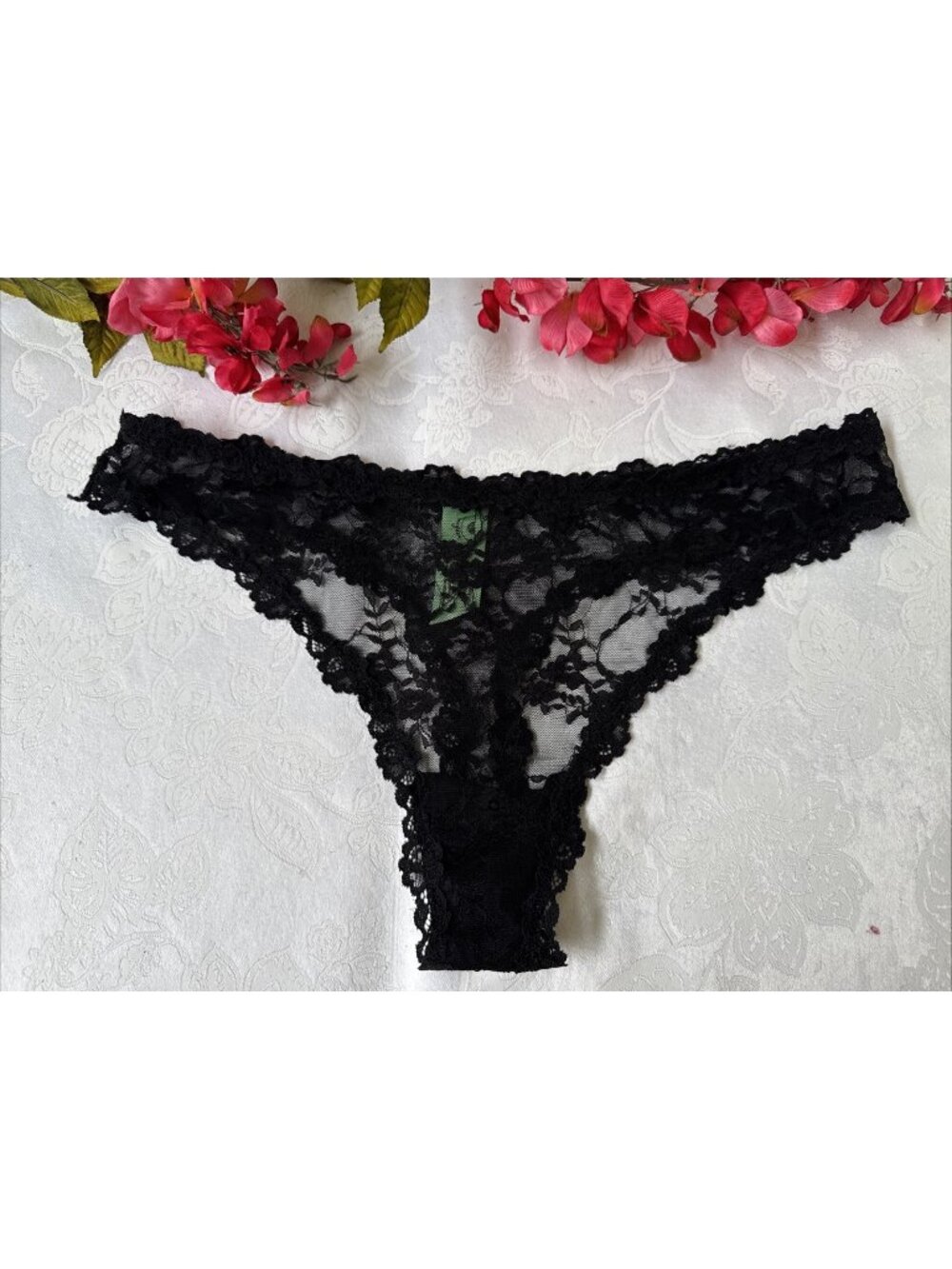 Honeydew Women's Hipster Bikini Lace Panty Thong Size L Large Black NEW